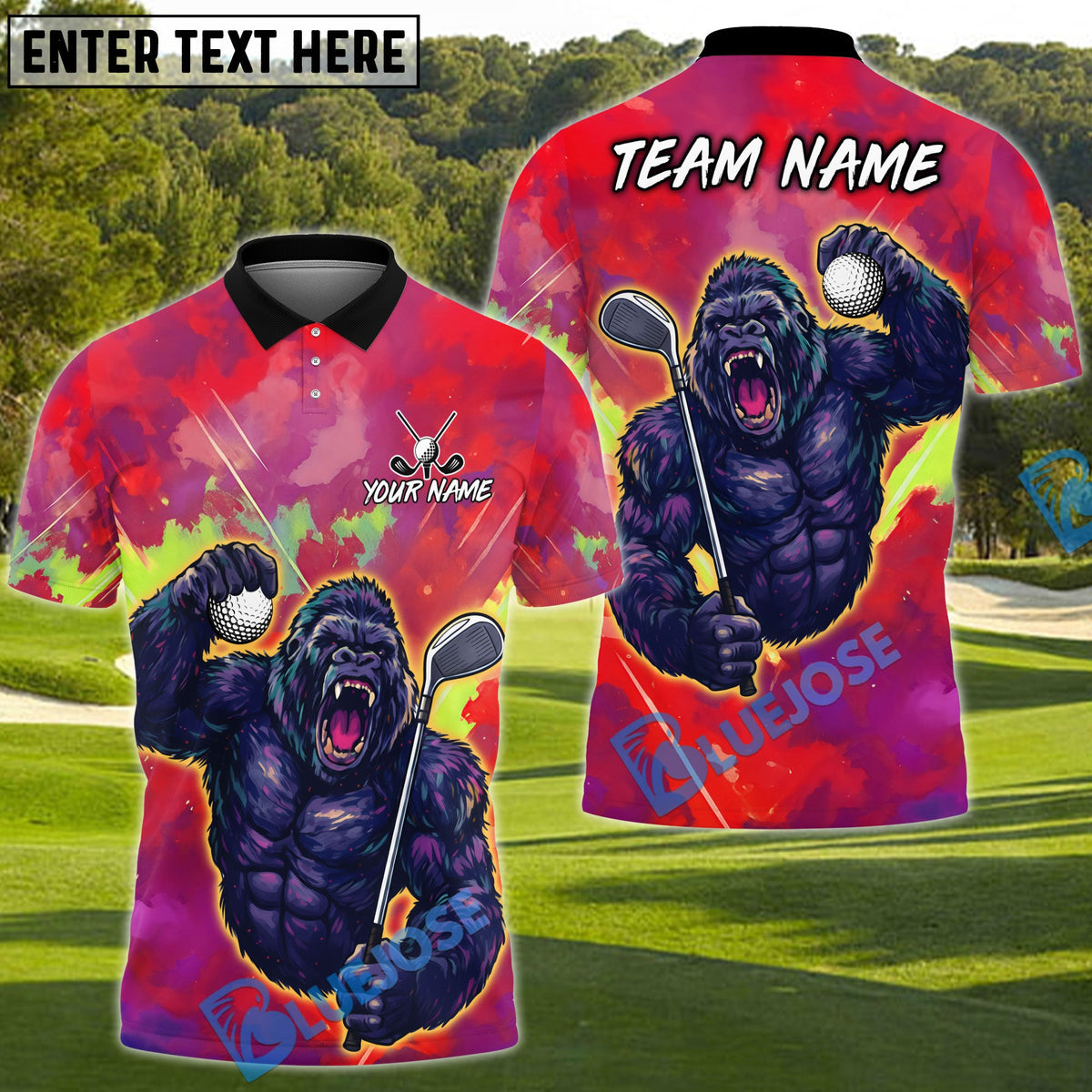 BlueJose Savage Swing Golf Polo Shirt, Customized Name & Team Name 3D Shirts (4 Colors)
