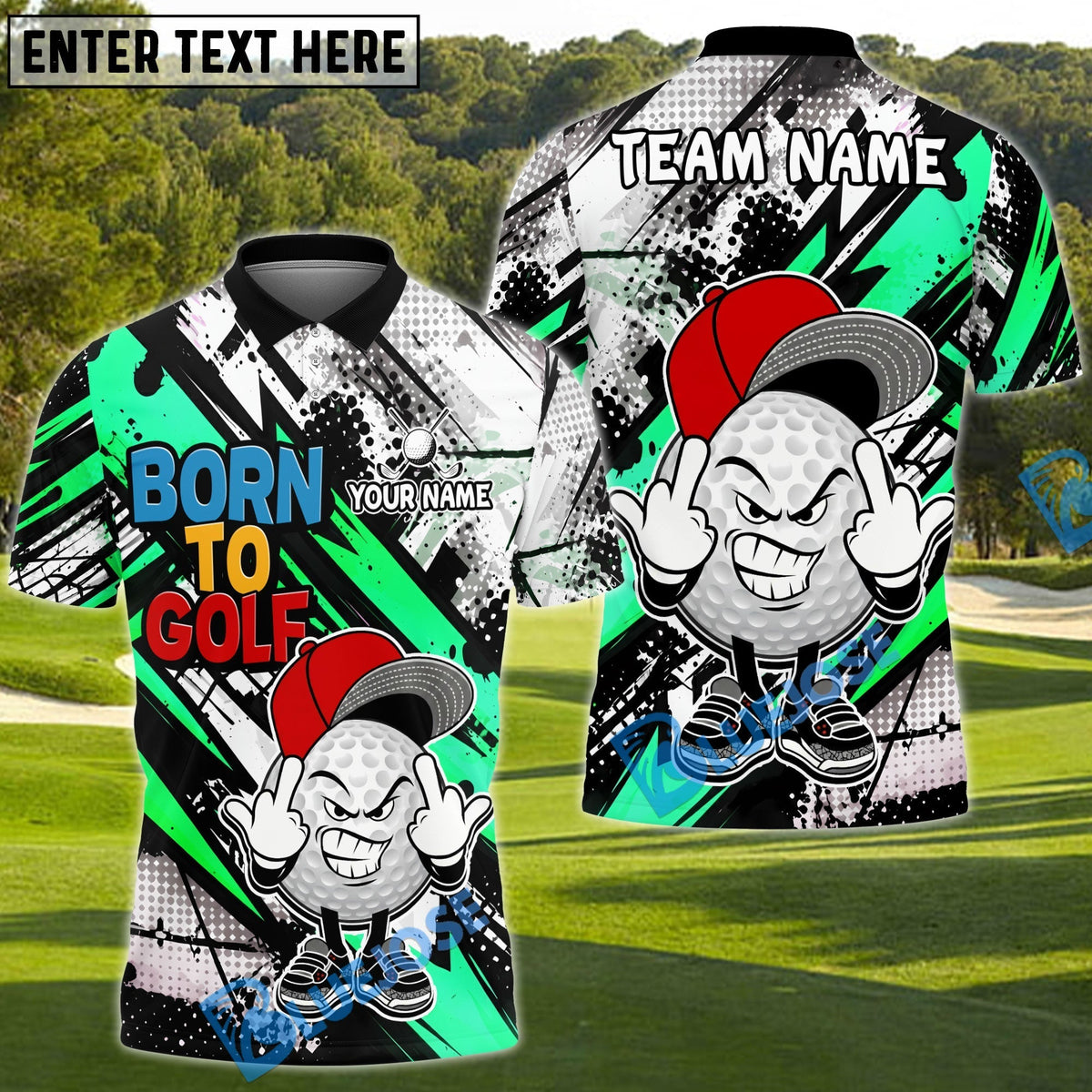 BlueJose Born To Golf  Street Swing Golf Polo Customized Name, Team Name 3D Shirts (4 Colors)