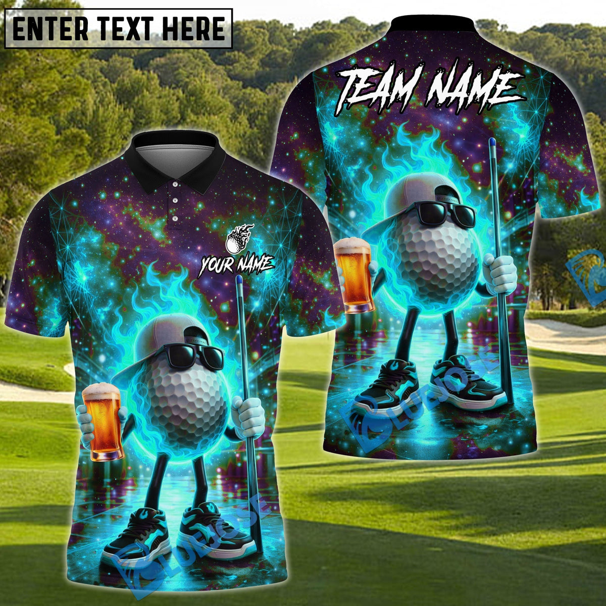 BlueJose Blazing Beer Golfer Polo Shirt Customized Name, Team Name 3D Shirts (4 Colors)