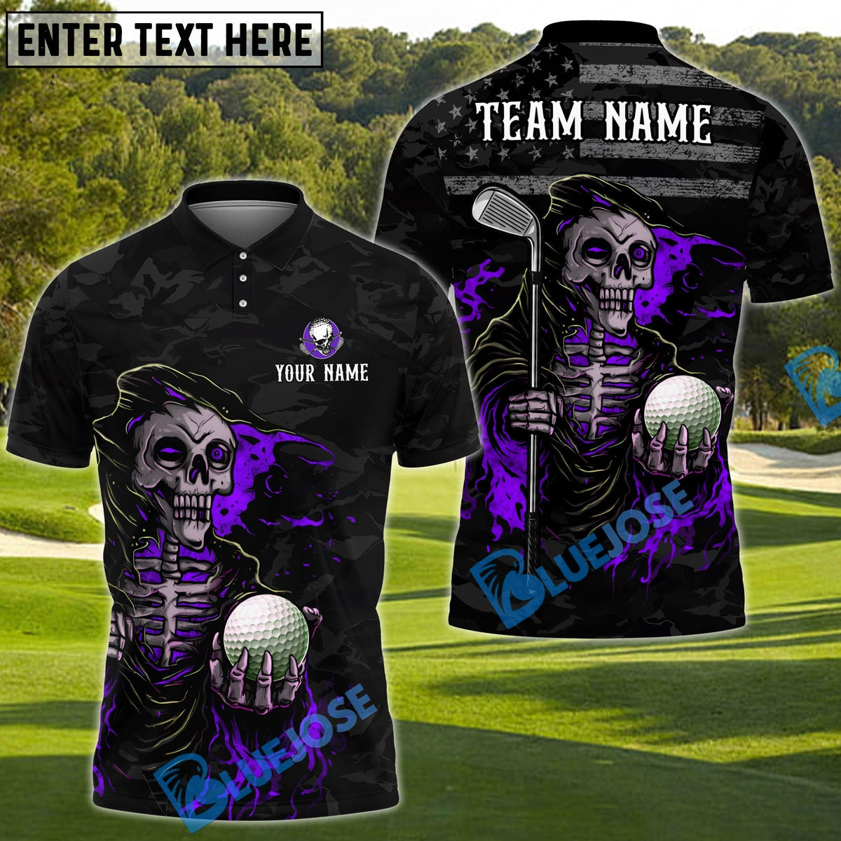 BlueJose Patriot Reaper Golf Polo Shirt Customized Name, Team Name 3D Shirts (4 Colors)