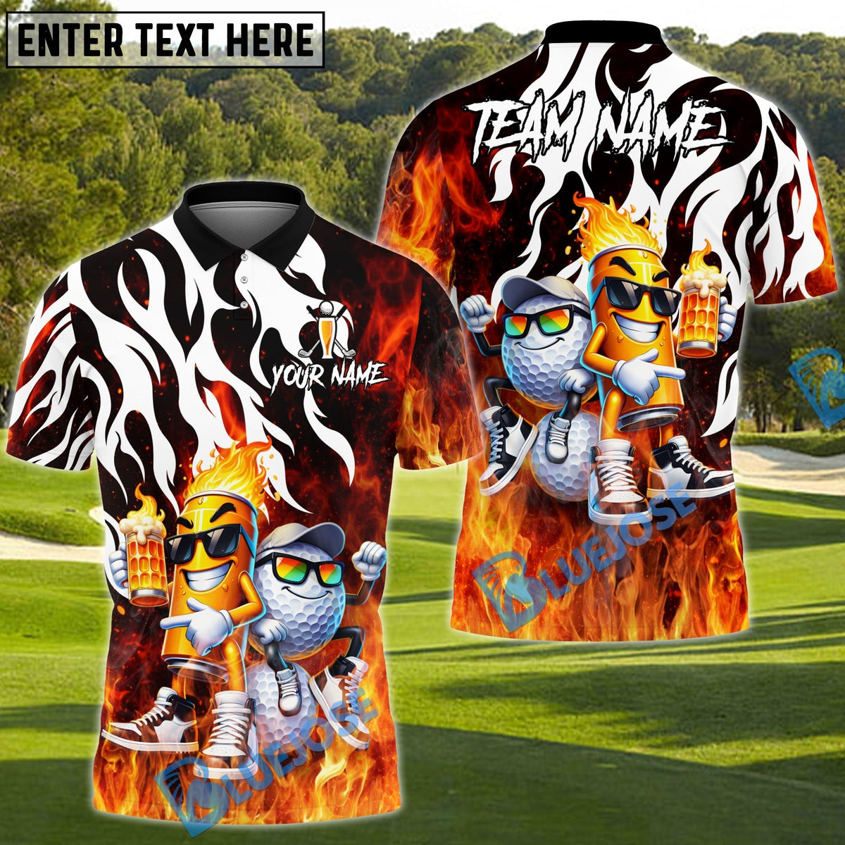 BlueJose Beer & Birdies Golf Polo Personalized Name, Team Name 3D Shirt (4 Colors)