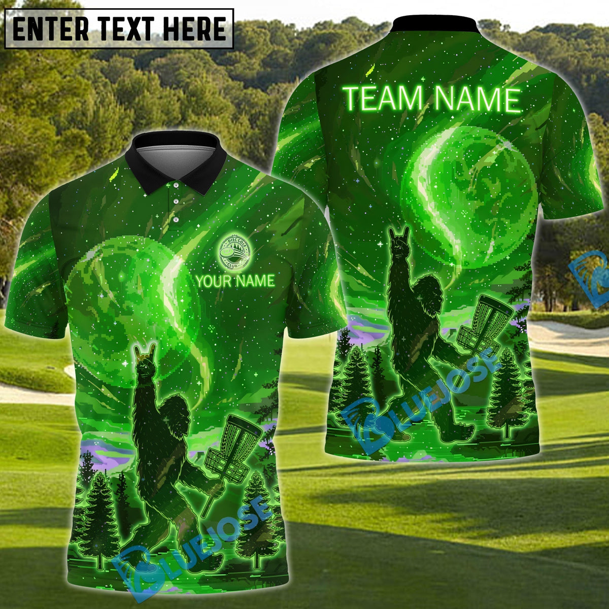 BlueJose Disc Golf Sasquatch Forest Shirt Personalized Name, Team Name 3D Shirt (4 Colors)