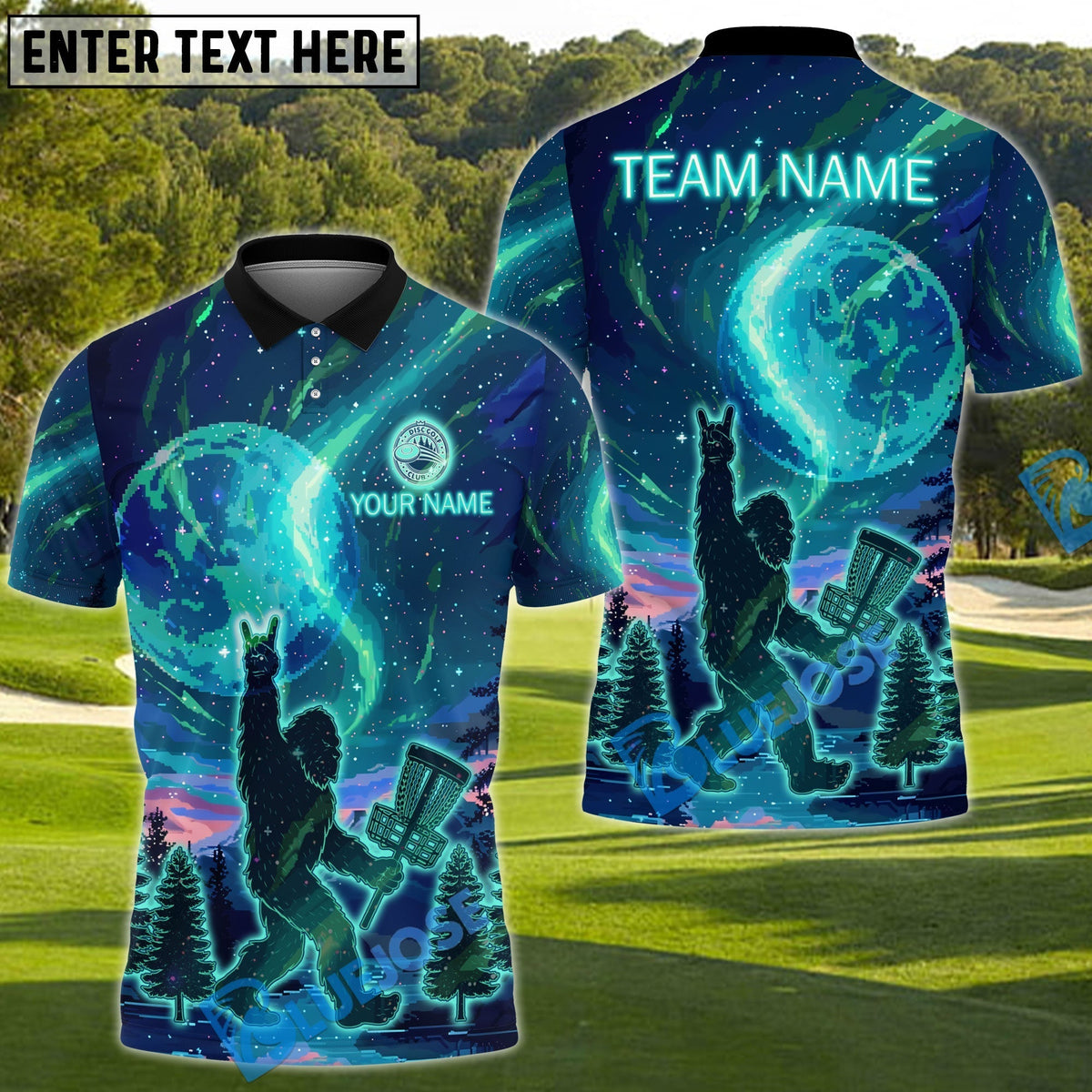 BlueJose Disc Golf Sasquatch Forest Shirt Personalized Name, Team Name 3D Shirt (4 Colors)