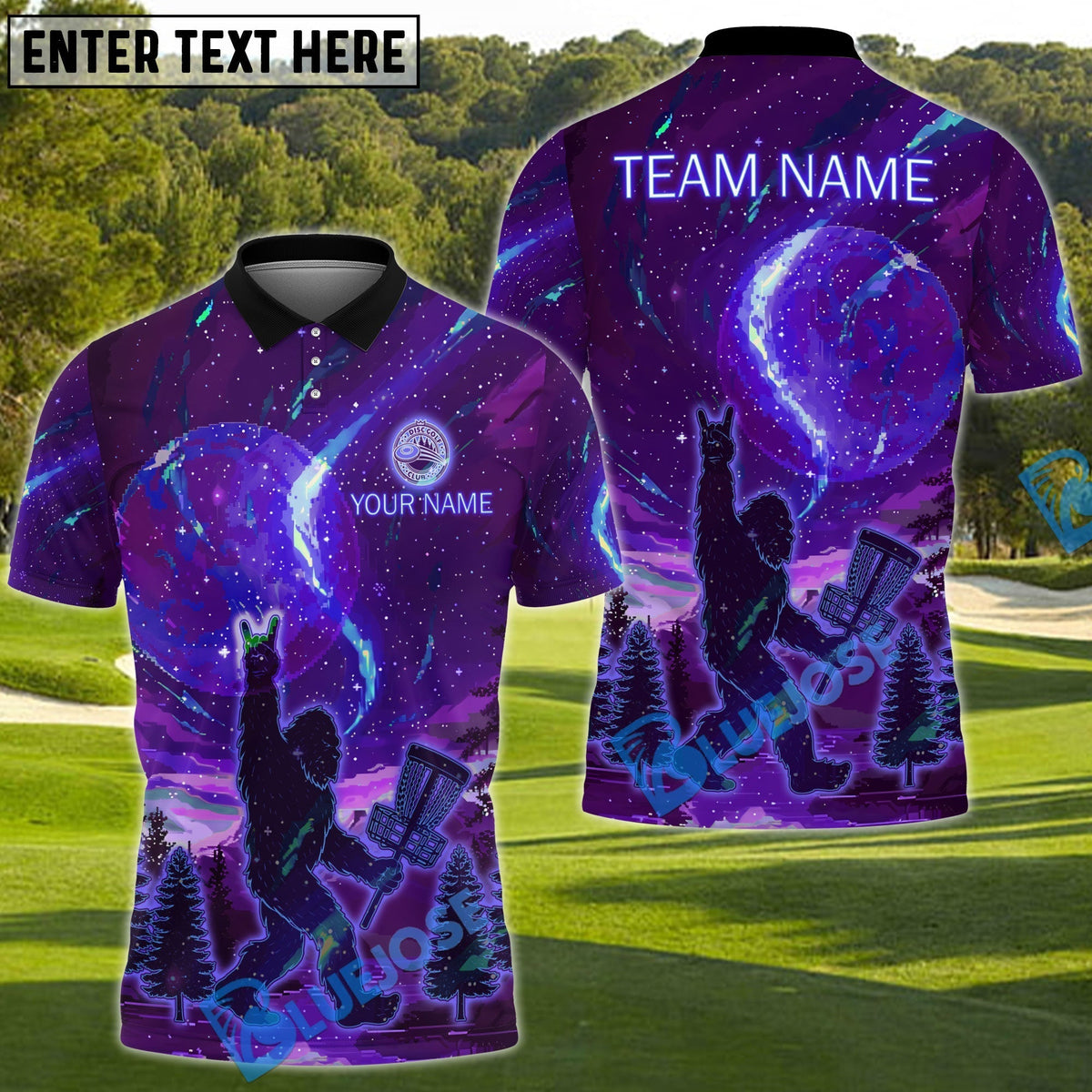 BlueJose Disc Golf Sasquatch Forest Shirt Personalized Name, Team Name 3D Shirt (4 Colors)