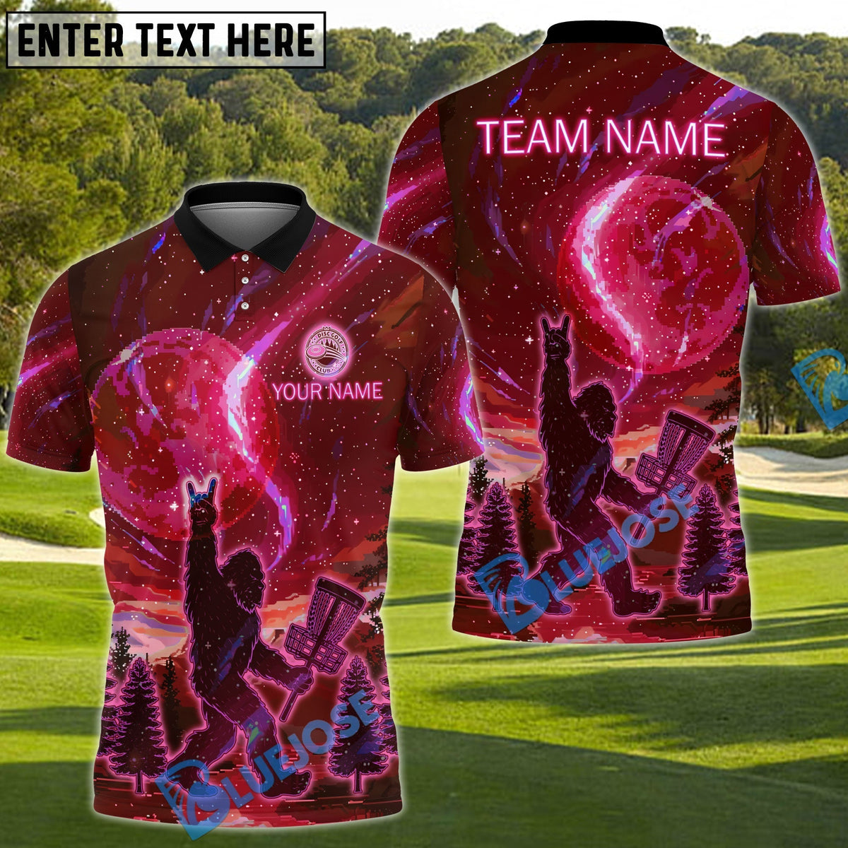 BlueJose Disc Golf Sasquatch Forest Shirt Personalized Name, Team Name 3D Shirt (4 Colors)