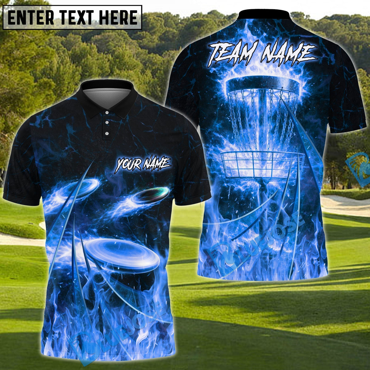 BlueJose Flame Strike Disc Golf Shirt Personalized Name, Team Name 3D Shirt (4 Colors)
