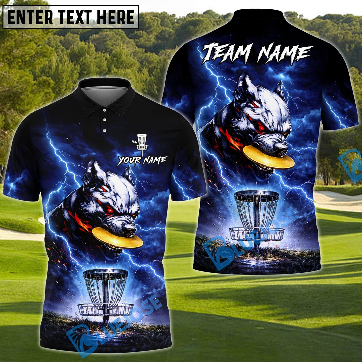 BlueJose Savage Wolf Disc Golf Shirt Personalized Name, Team Name 3D Shirt (4 Colors)