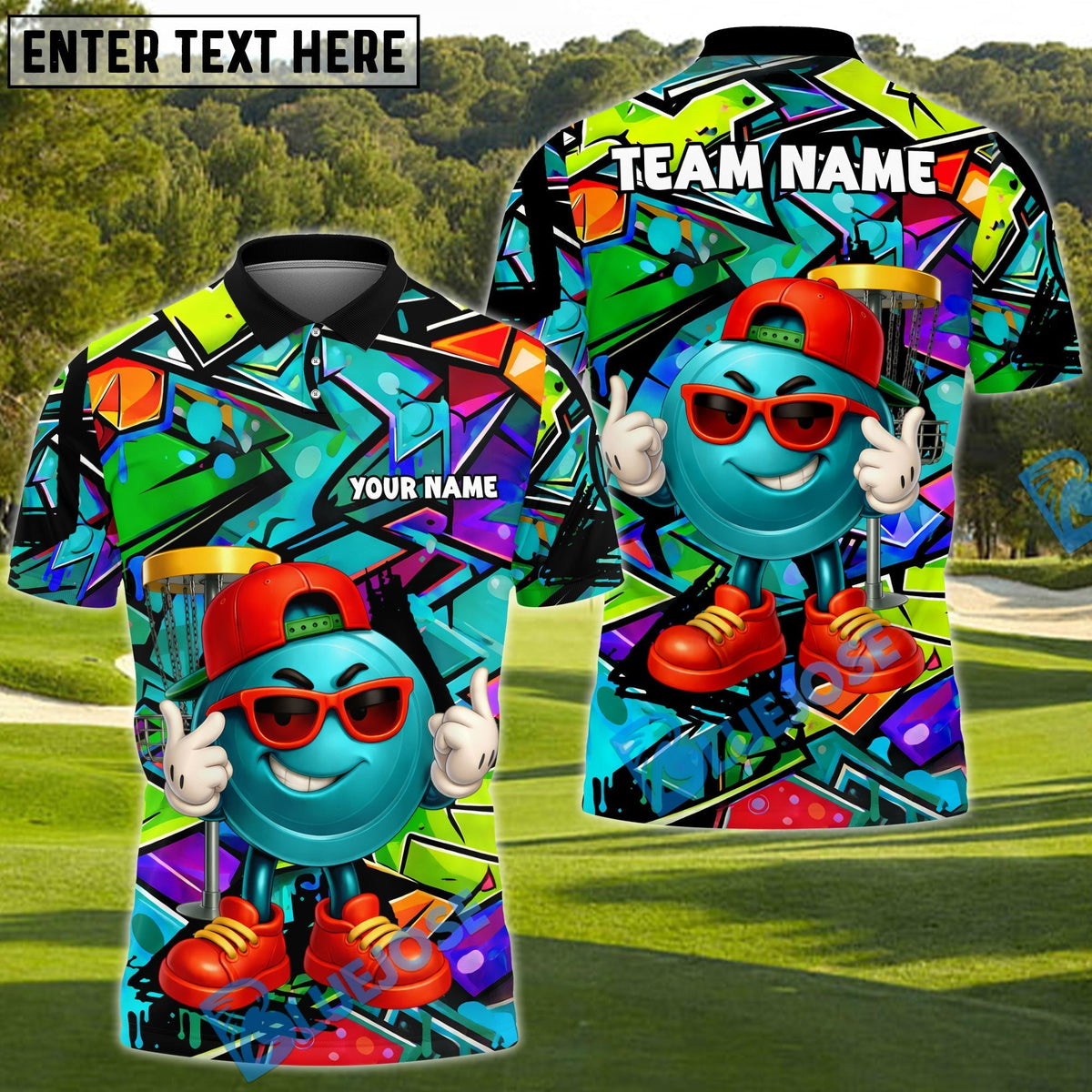 BlueJose Street King Disc Golf Polo Shirt Personalized Name, Team Name 3D Shirt (4 Colors)