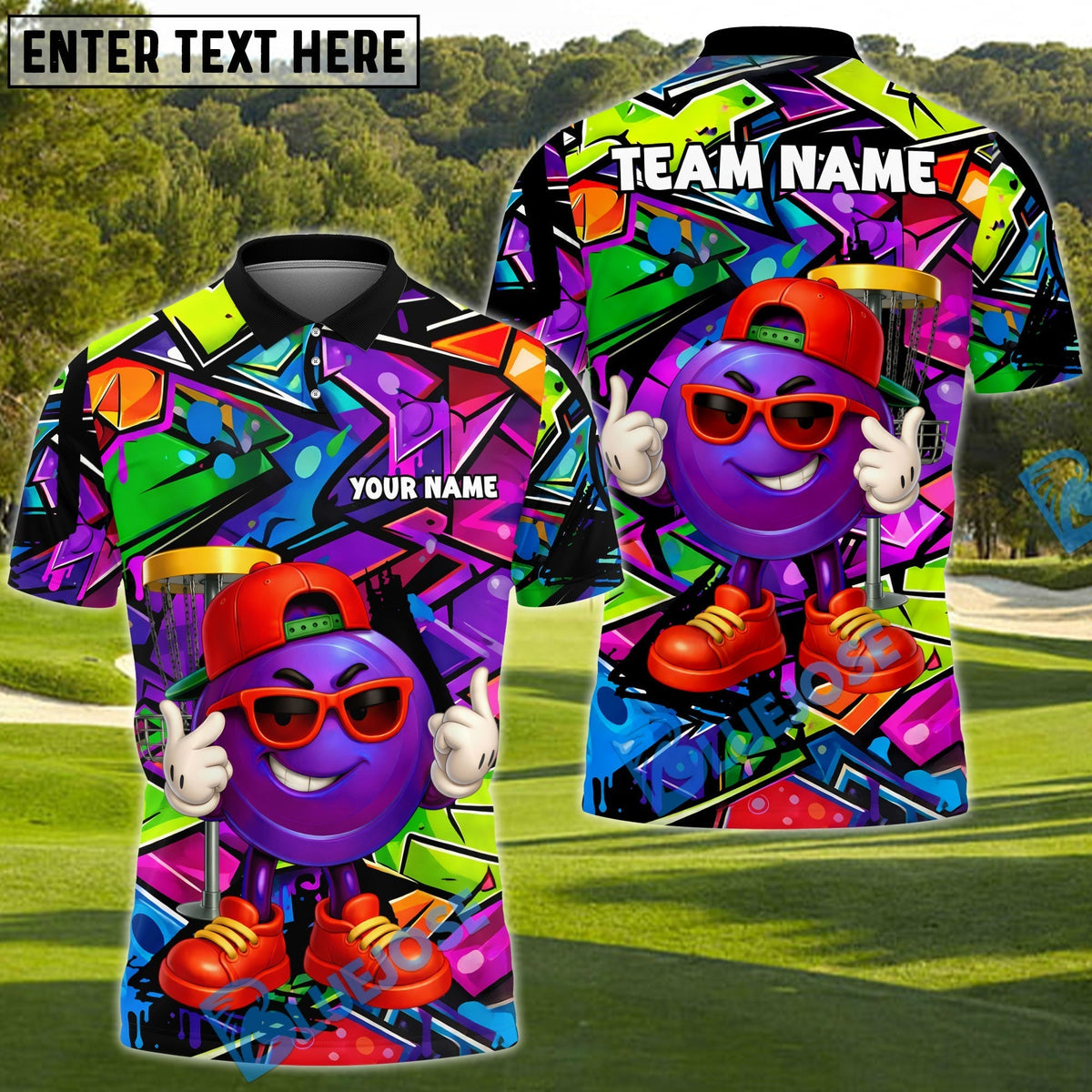 BlueJose Street King Disc Golf Polo Shirt Personalized Name, Team Name 3D Shirt (4 Colors)