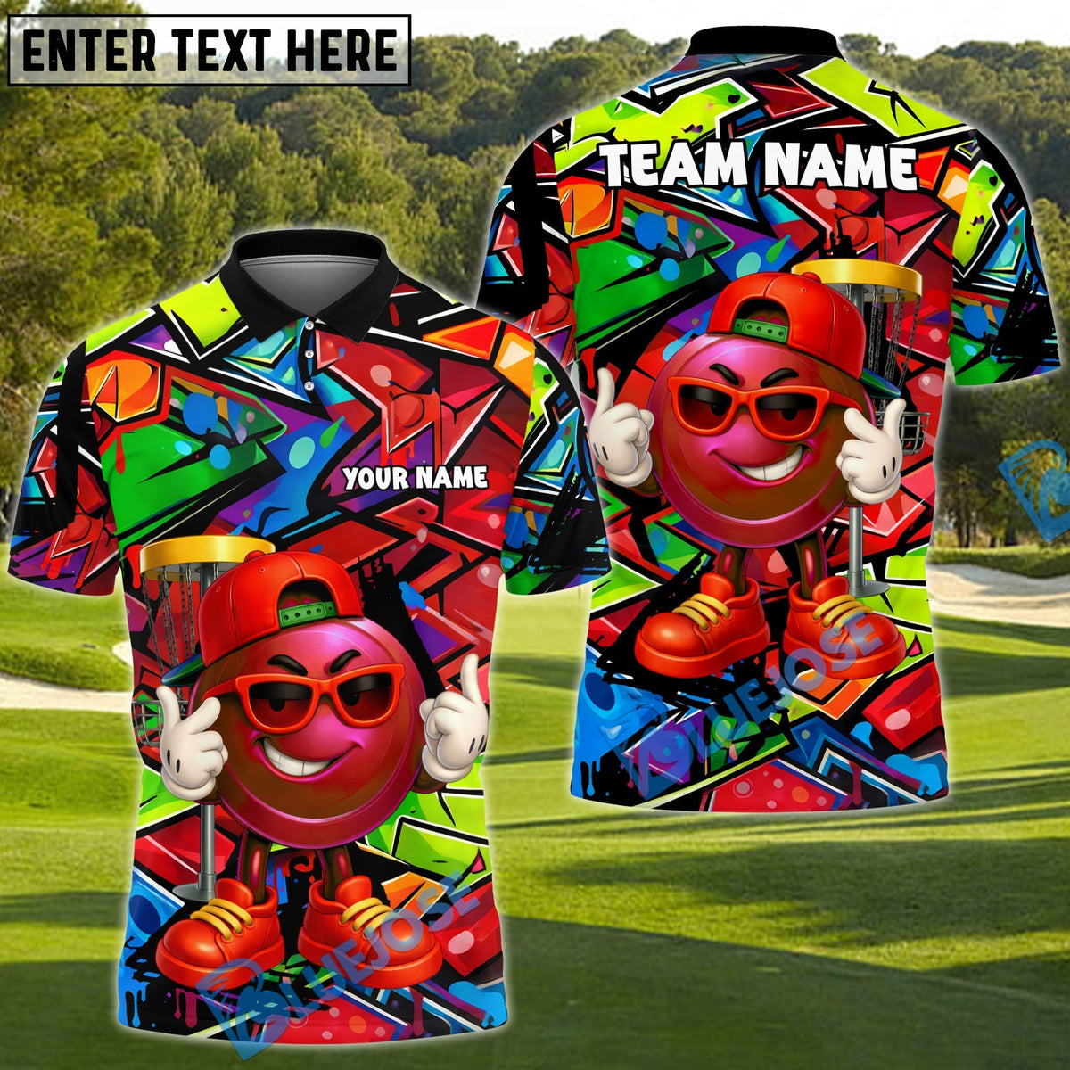 BlueJose Street King Disc Golf Polo Shirt Personalized Name, Team Name 3D Shirt (4 Colors)