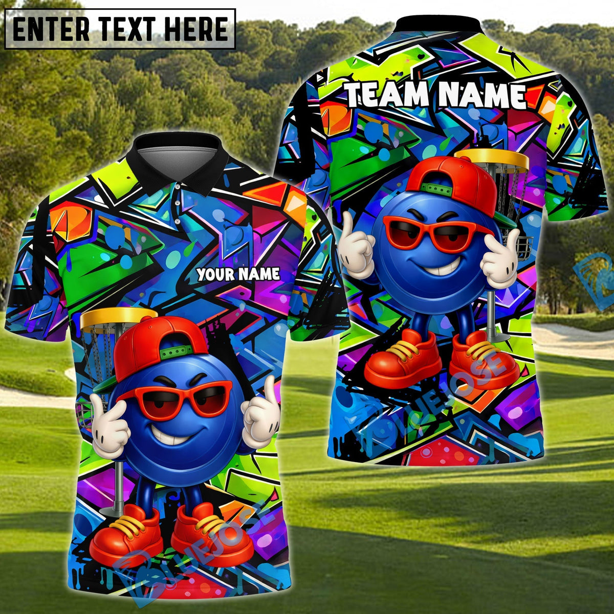 BlueJose Street King Disc Golf Polo Shirt Personalized Name, Team Name 3D Shirt (4 Colors)
