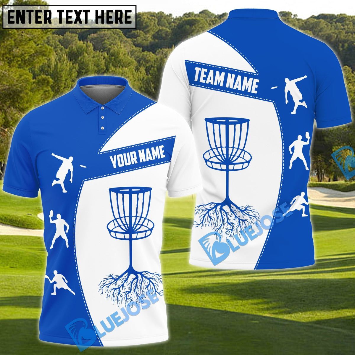 BlueJose Power Drive Disc Golf Polo Shirt Personalized Name, Team Name 3D Shirt (4 Colors)