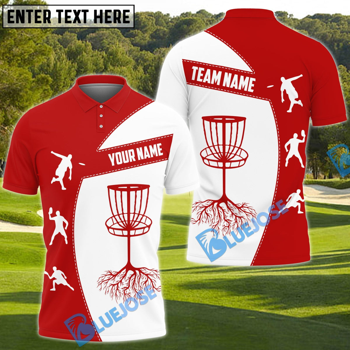 BlueJose Power Drive Disc Golf Polo Shirt Personalized Name, Team Name 3D Shirt (4 Colors)