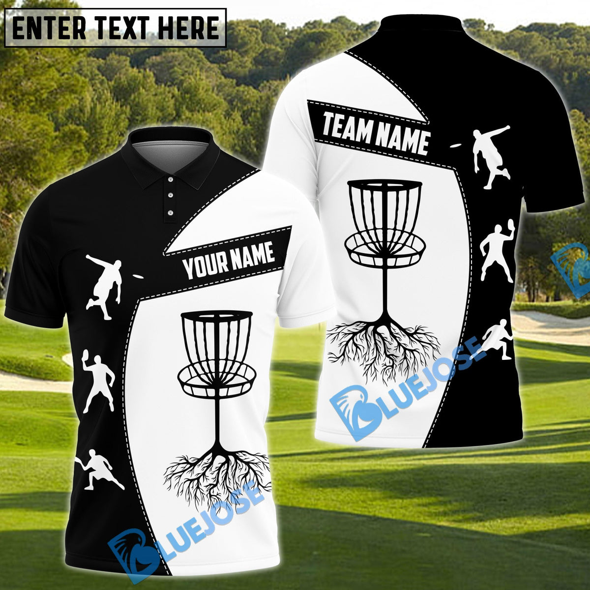 BlueJose Power Drive Disc Golf Polo Shirt Personalized Name, Team Name 3D Shirt (4 Colors)