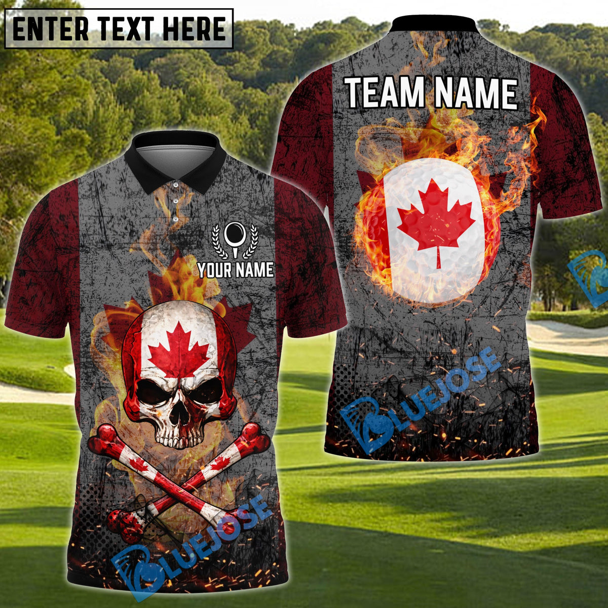 BlueJose Patriotic Skull Golf Polo Shirt Personalized Name, Team Name 3D Shirt (4 Colors)