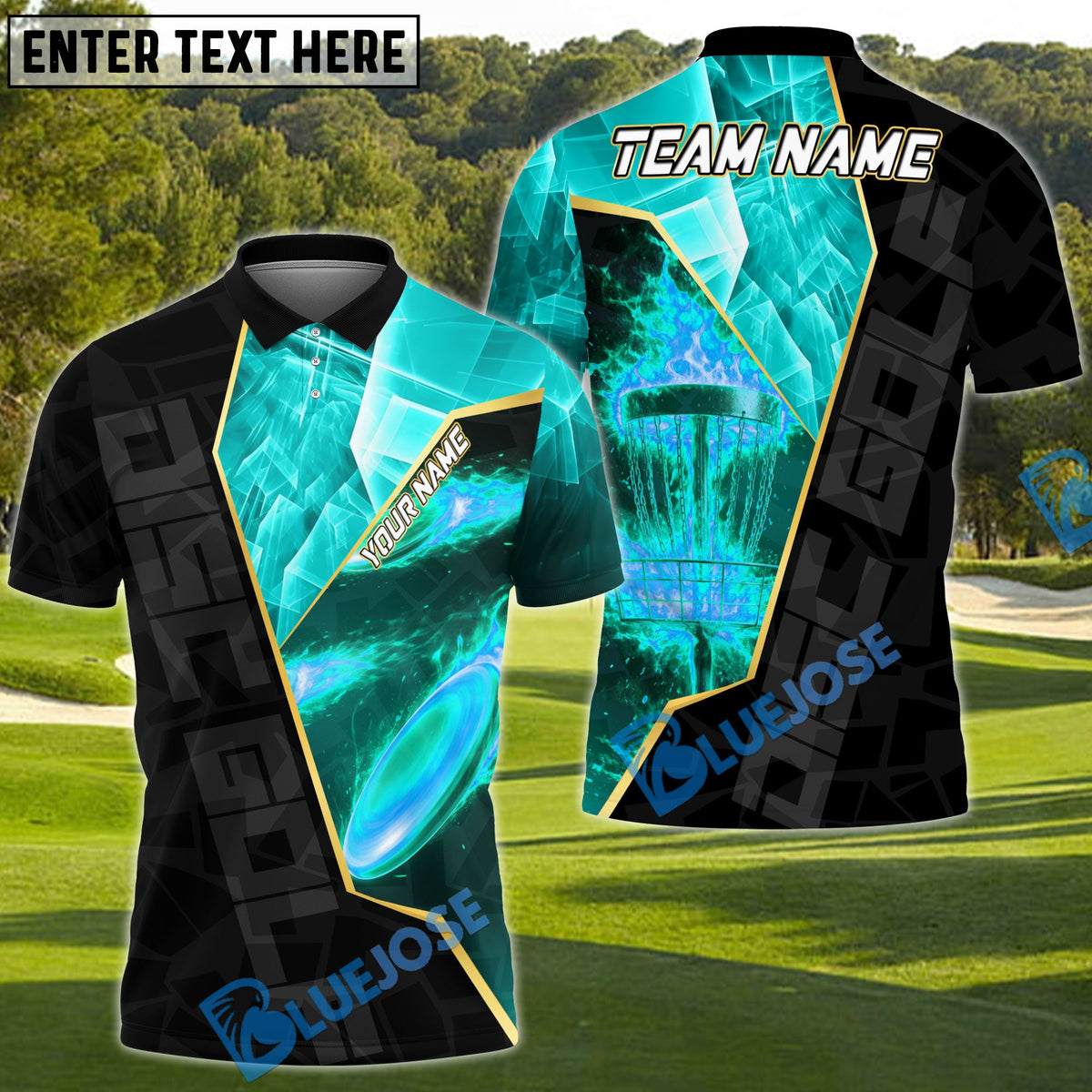 BlueJose Blazing Disc Golf Polo Personalized Name, Team Name 3D Shirt (4 Colors)