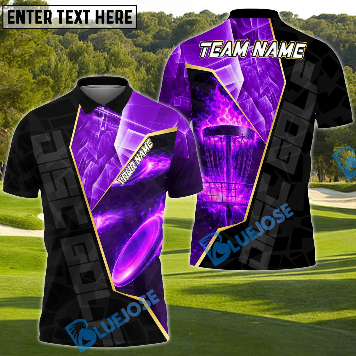 BlueJose Blazing Disc Golf Polo Personalized Name, Team Name 3D Shirt (4 Colors)