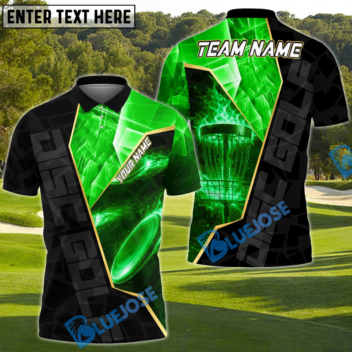 BlueJose Blazing Disc Golf Polo Personalized Name, Team Name 3D Shirt (4 Colors)