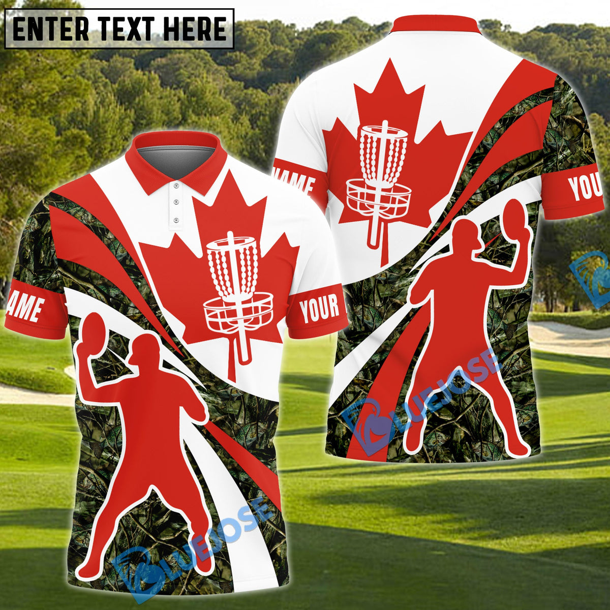BlueJose Ultimate Flag Disc Golf Polo Personalized Name, Team Name 3D Shirt (4 Colors)