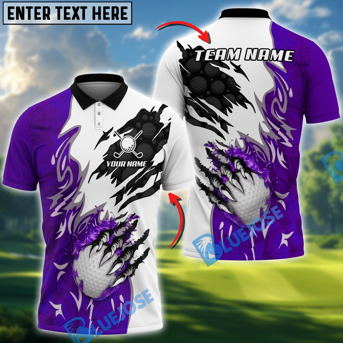 BlueJose Savage Swing Golf Polo Personalized Name, Team Name 3D Shirt (4 Colors)
