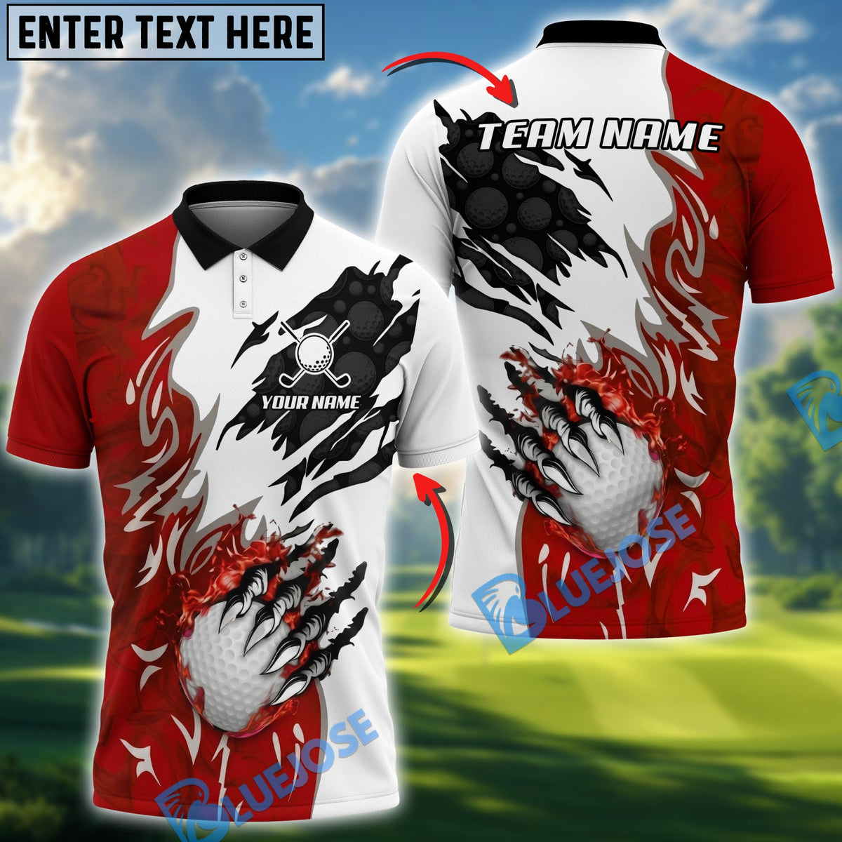 BlueJose Savage Swing Golf Polo Personalized Name, Team Name 3D Shirt (4 Colors)
