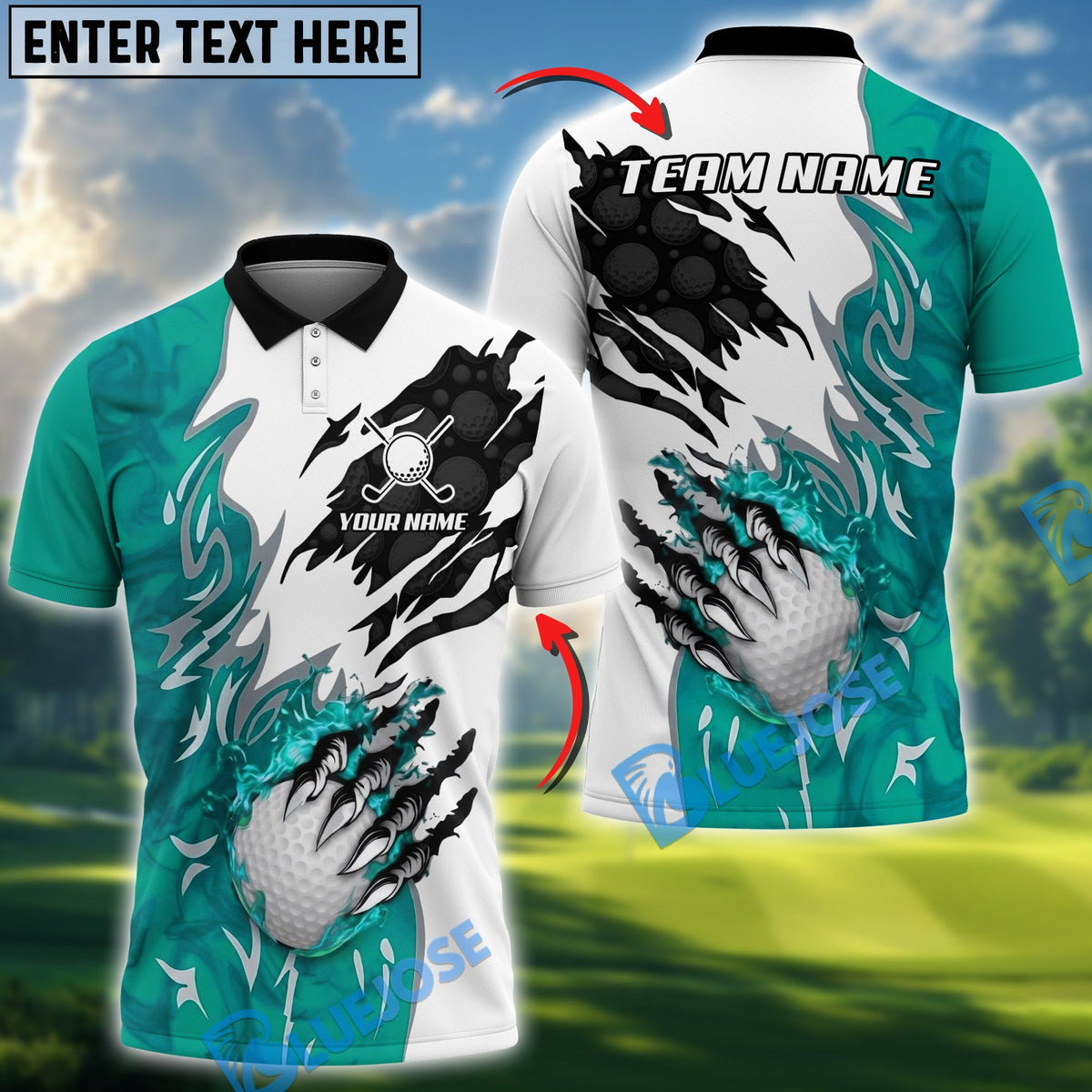 BlueJose Savage Swing Golf Polo Personalized Name, Team Name 3D Shirt (4 Colors)