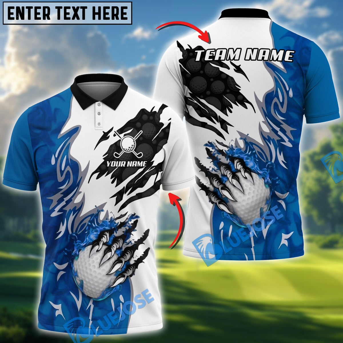 BlueJose Savage Swing Golf Polo Personalized Name, Team Name 3D Shirt (4 Colors)