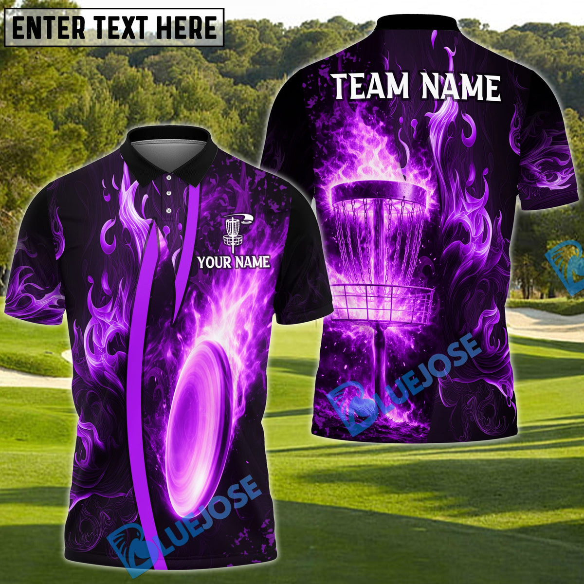 BlueJose Electric Lightning Disc Golf Polo Personalized Name, Team Name 3D Shirt (4 Colors)