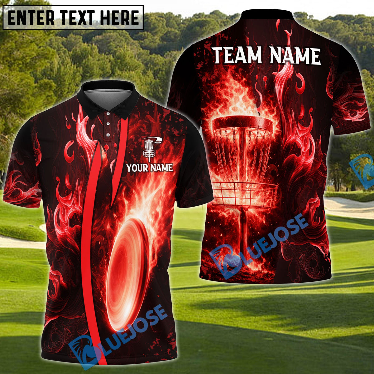 BlueJose Electric Lightning Disc Golf Polo Personalized Name, Team Name 3D Shirt (4 Colors)