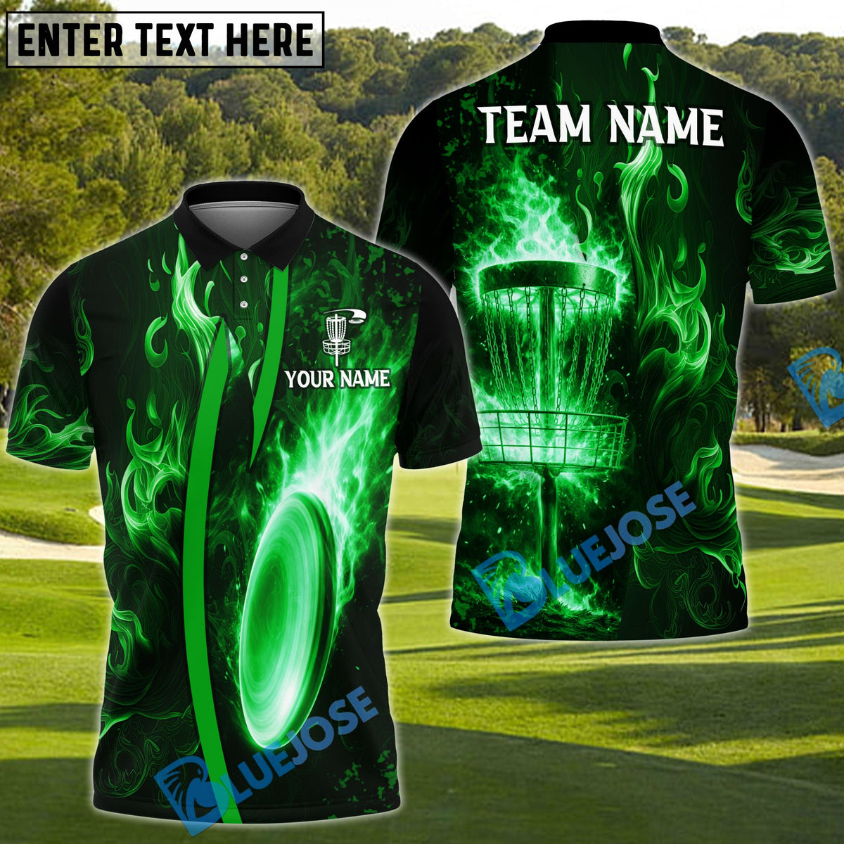BlueJose Electric Lightning Disc Golf Polo Personalized Name, Team Name 3D Shirt (4 Colors)