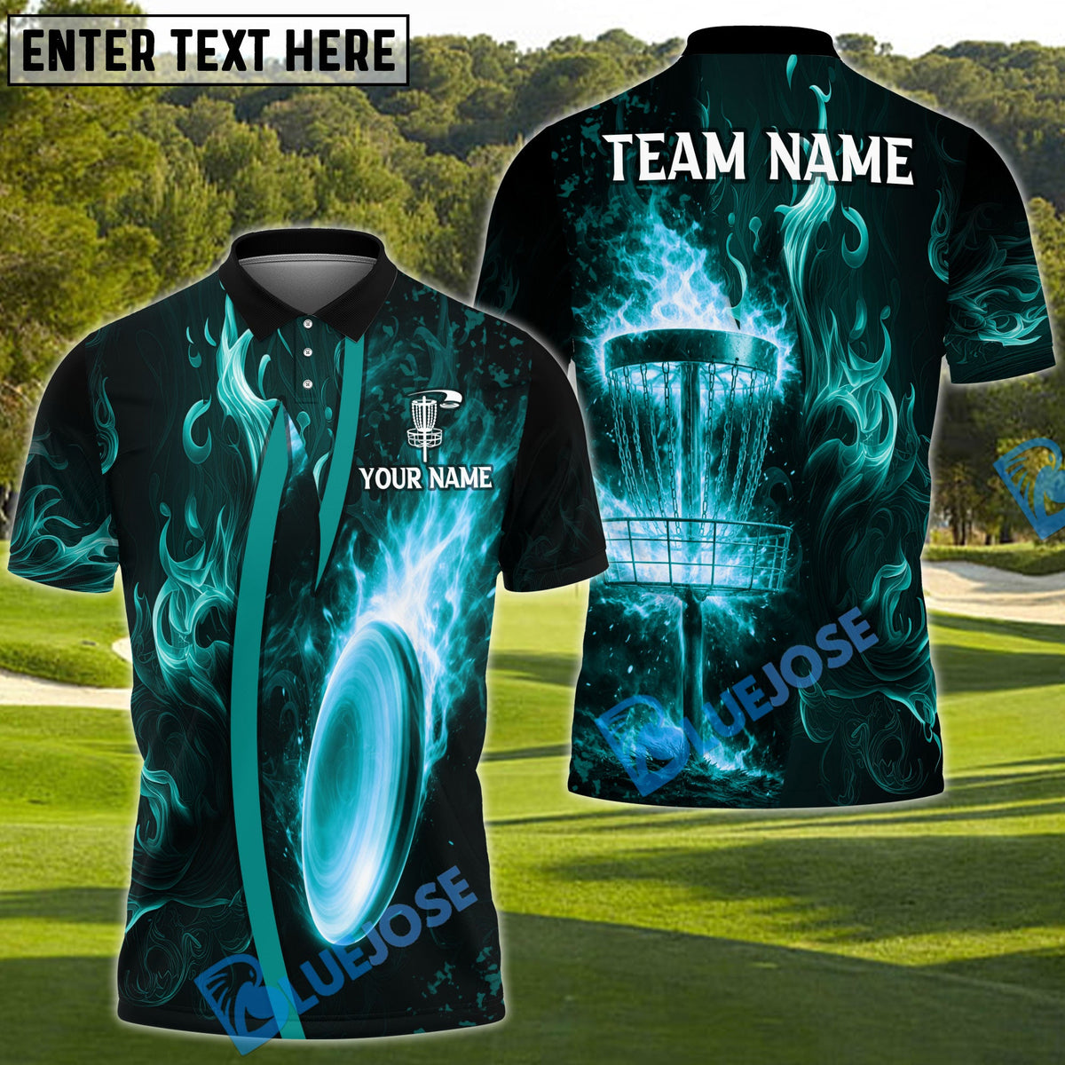 BlueJose Electric Lightning Disc Golf Polo Personalized Name, Team Name 3D Shirt (4 Colors)