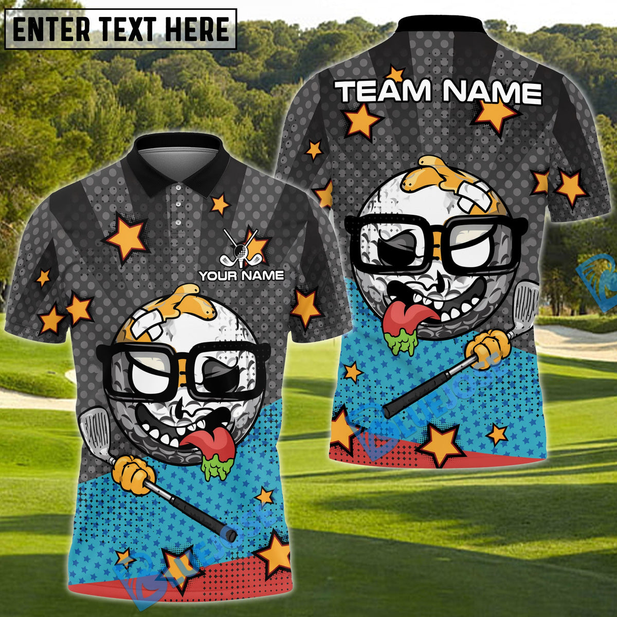 BlueJose Gross Swing Golf Polo Customized Name, Team Name 3D Shirts