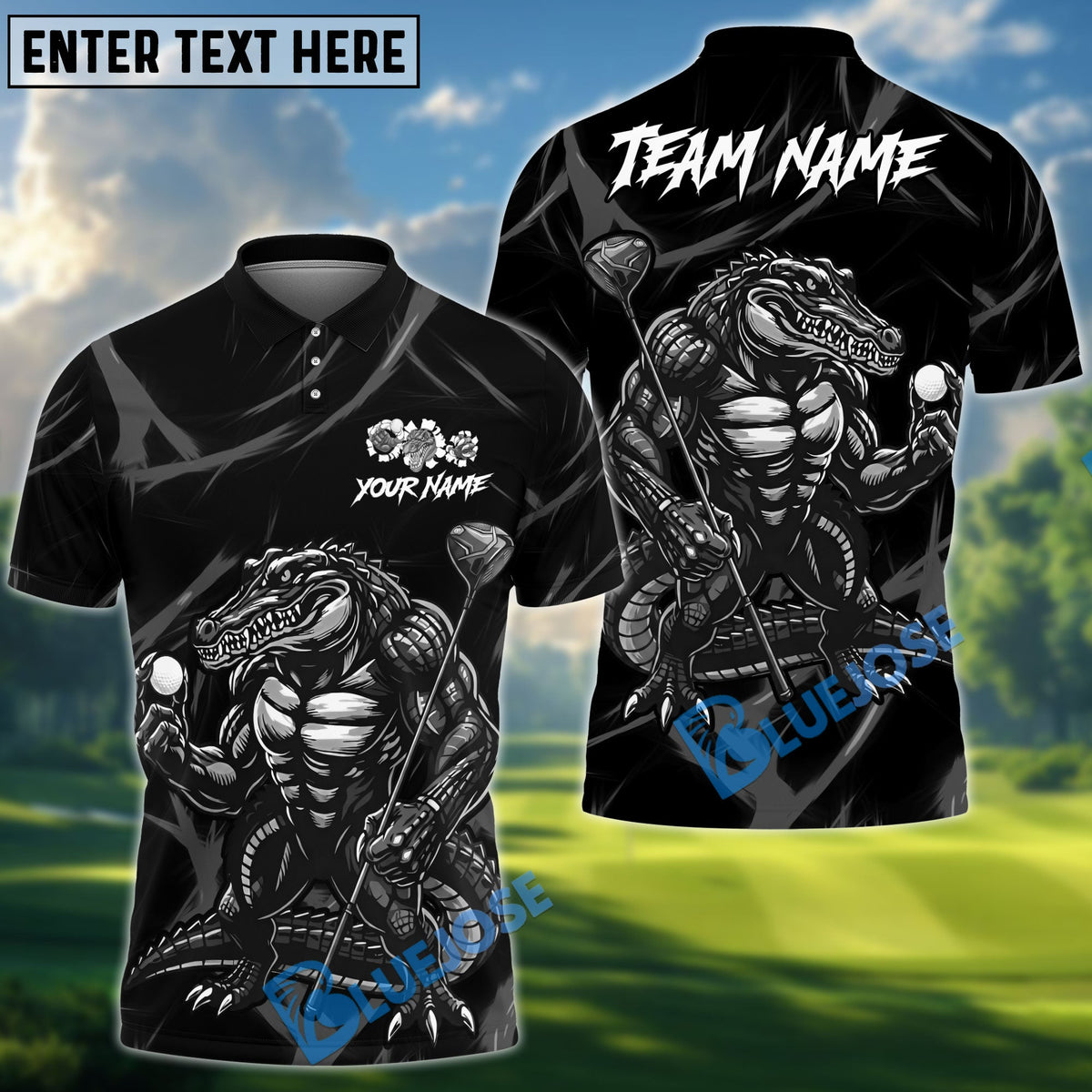 BlueJose Golf Beast Mode Alligator Design Personalized Name, Team Name 3D Shirt (4 Colors)