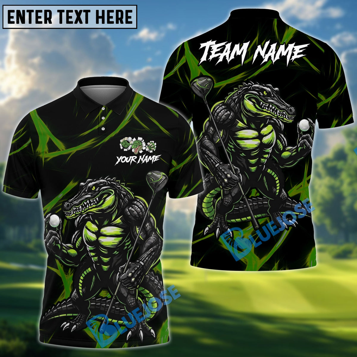 BlueJose Golf Beast Mode Alligator Design Personalized Name, Team Name 3D Shirt (4 Colors)