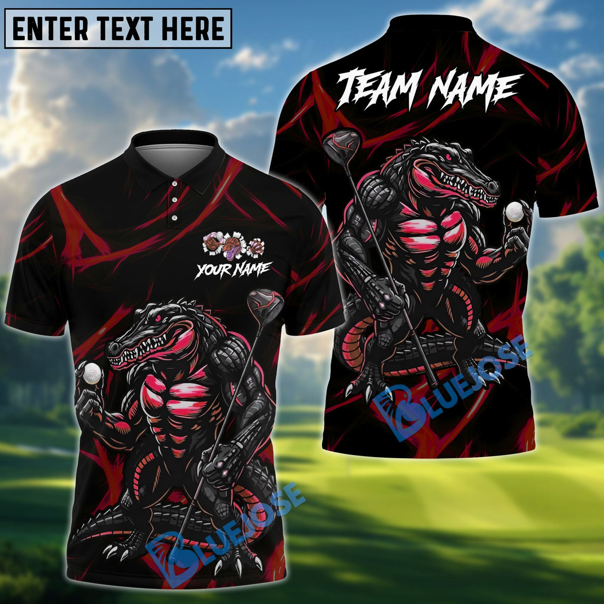 BlueJose Golf Beast Mode Alligator Design Personalized Name, Team Name 3D Shirt (4 Colors)
