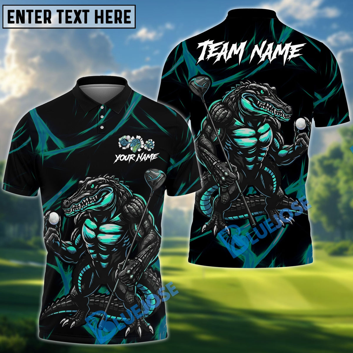 BlueJose Golf Beast Mode Alligator Design Personalized Name, Team Name 3D Shirt (4 Colors)