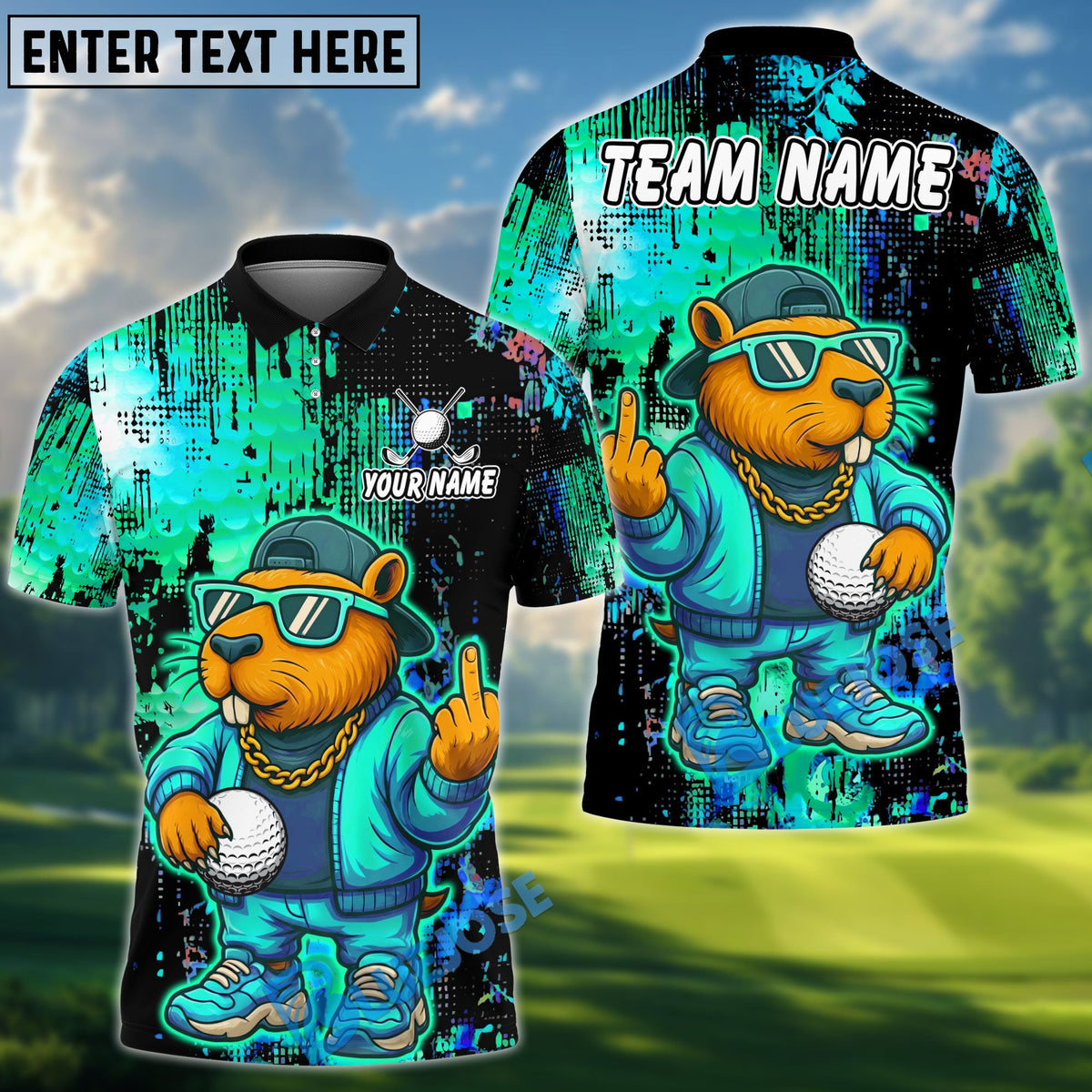 BlueJose Golf Cool Capybara Design Personalized Name, Team Name 3D Shirt (4 Colors)
