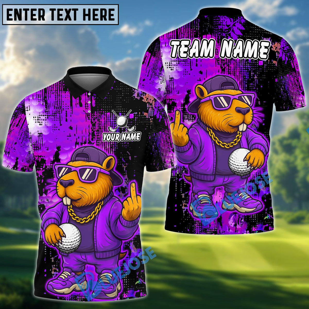 BlueJose Golf Cool Capybara Design Personalized Name, Team Name 3D Shirt (4 Colors)