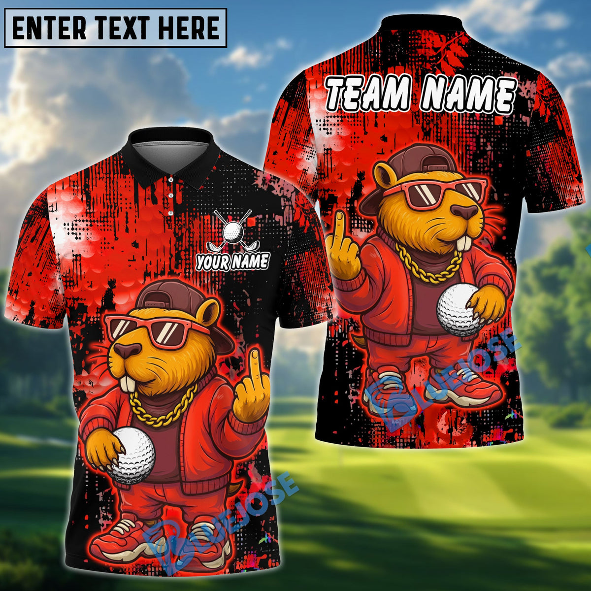 BlueJose Golf Cool Capybara Design Personalized Name, Team Name 3D Shirt (4 Colors)