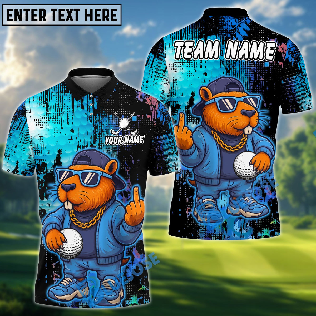 BlueJose Golf Cool Capybara Design Personalized Name, Team Name 3D Shirt (4 Colors)