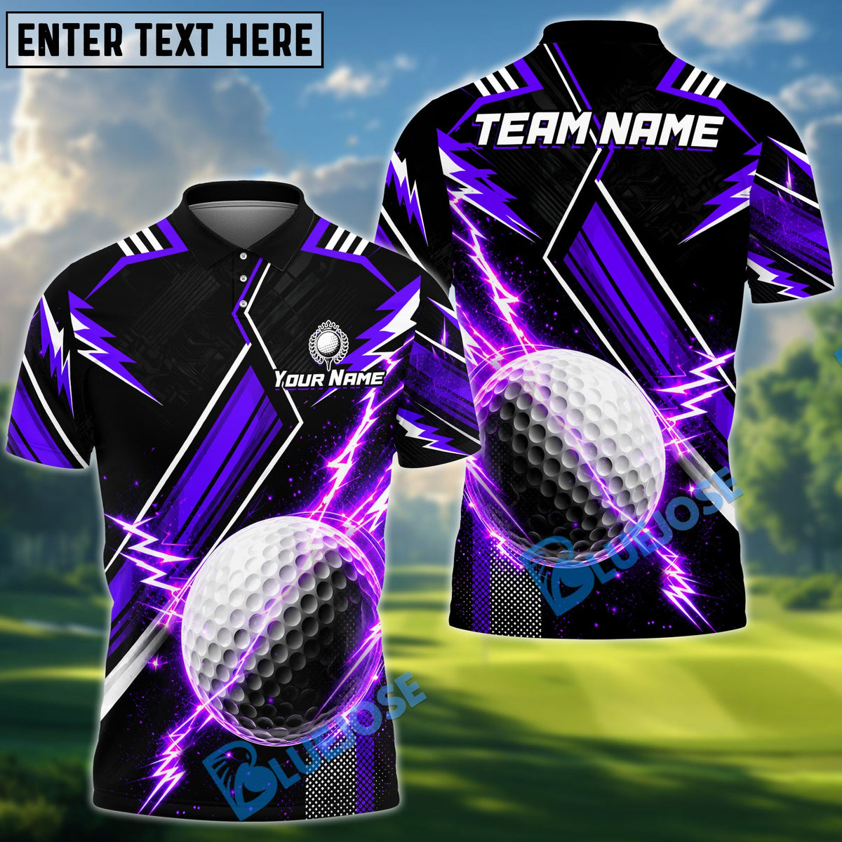 BlueJose Golf Thunder Sport Theme Design Personalized Name, Team Name 3D Shirt (4 Colors)