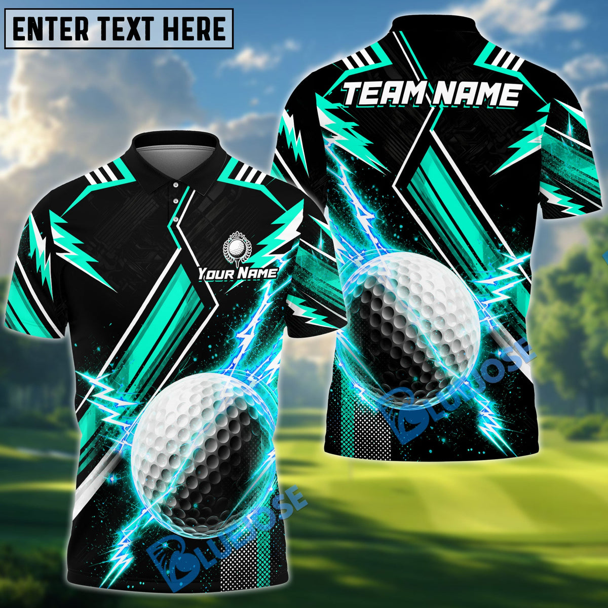 BlueJose Golf Thunder Sport Theme Design Personalized Name, Team Name 3D Shirt (4 Colors)