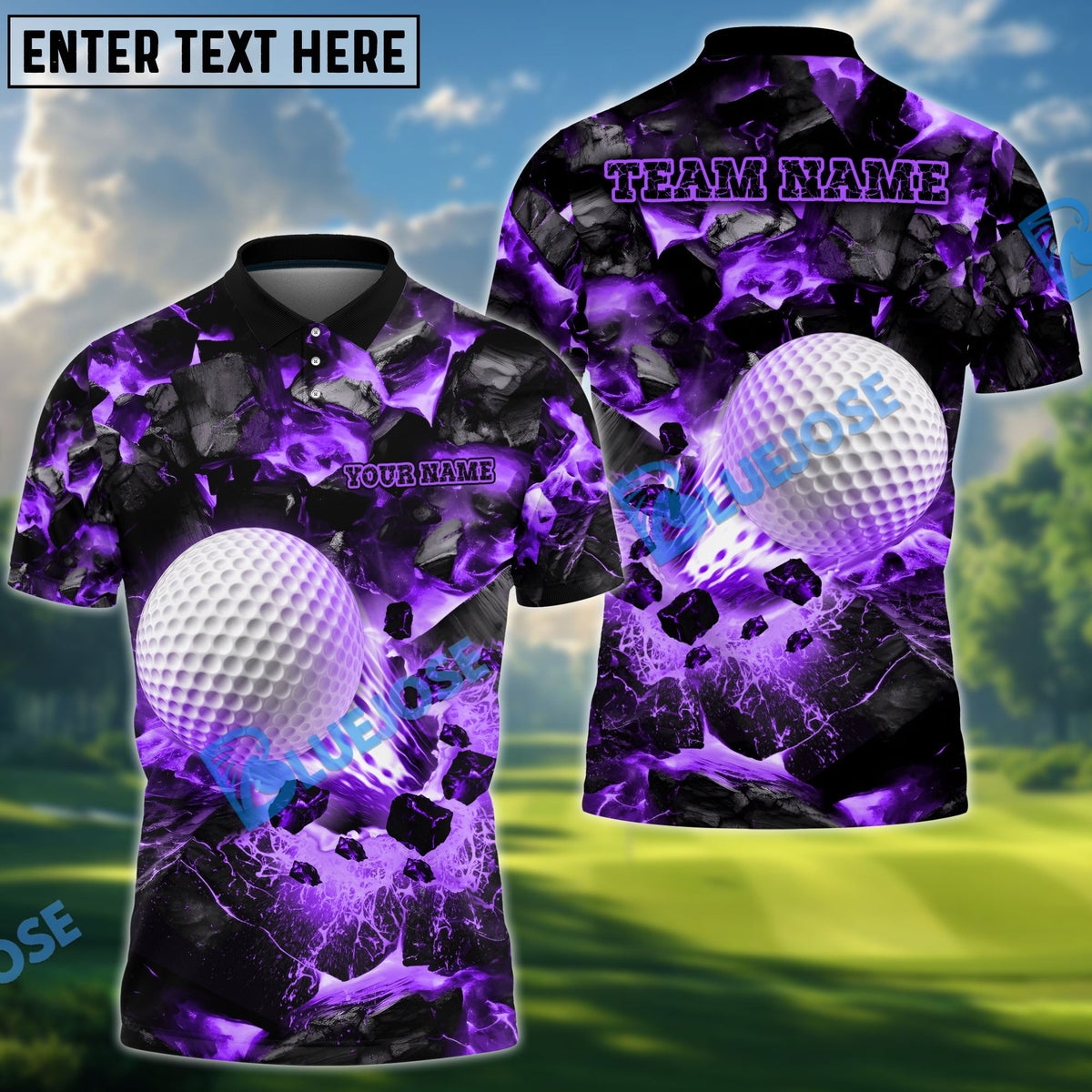 BlueJose Golf Swing And Destroy Design Personalized Name, Team Name 3D Shirt (4 Colors)