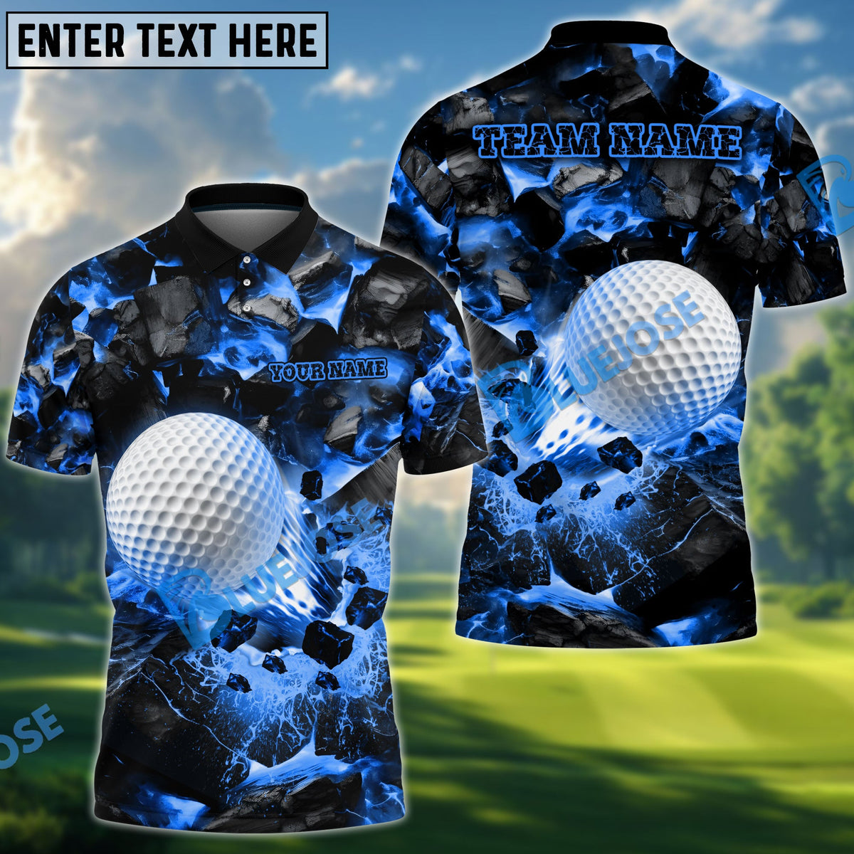 BlueJose Golf Swing And Destroy Design Personalized Name, Team Name 3D Shirt (4 Colors)