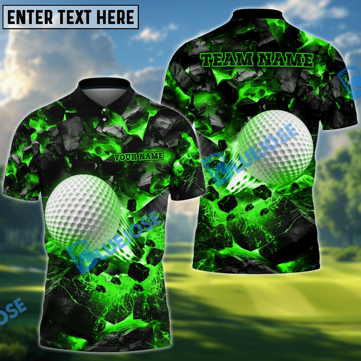 BlueJose Golf Swing And Destroy Design Personalized Name, Team Name 3D Shirt (4 Colors)