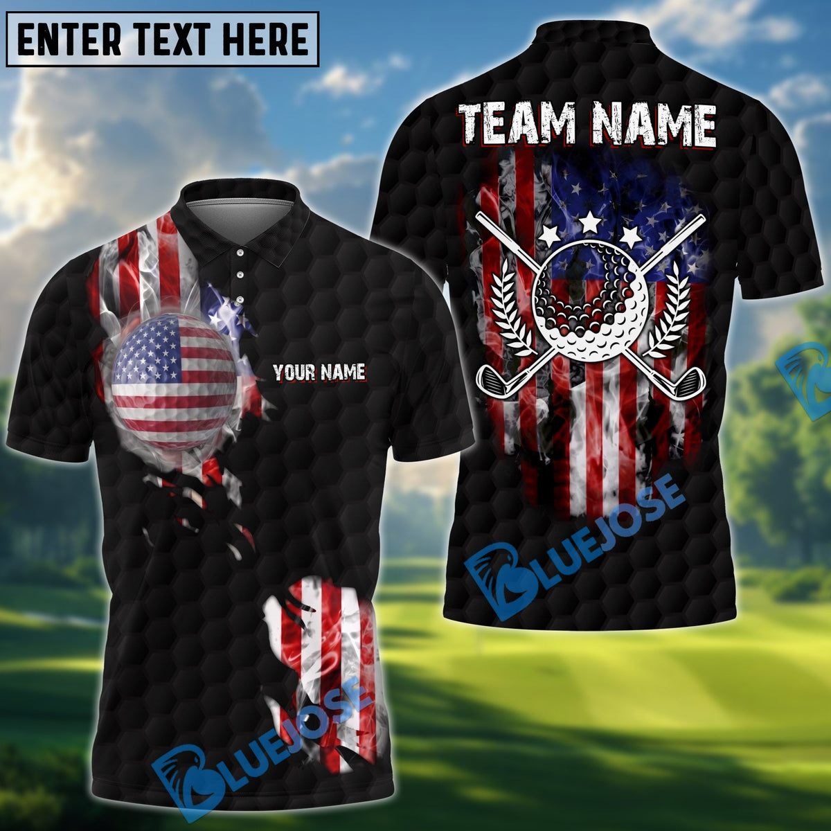 BlueJose Golf Stars And Stripes Style Design Personalized Name, Team Name 3D Shirt (4 Colors)