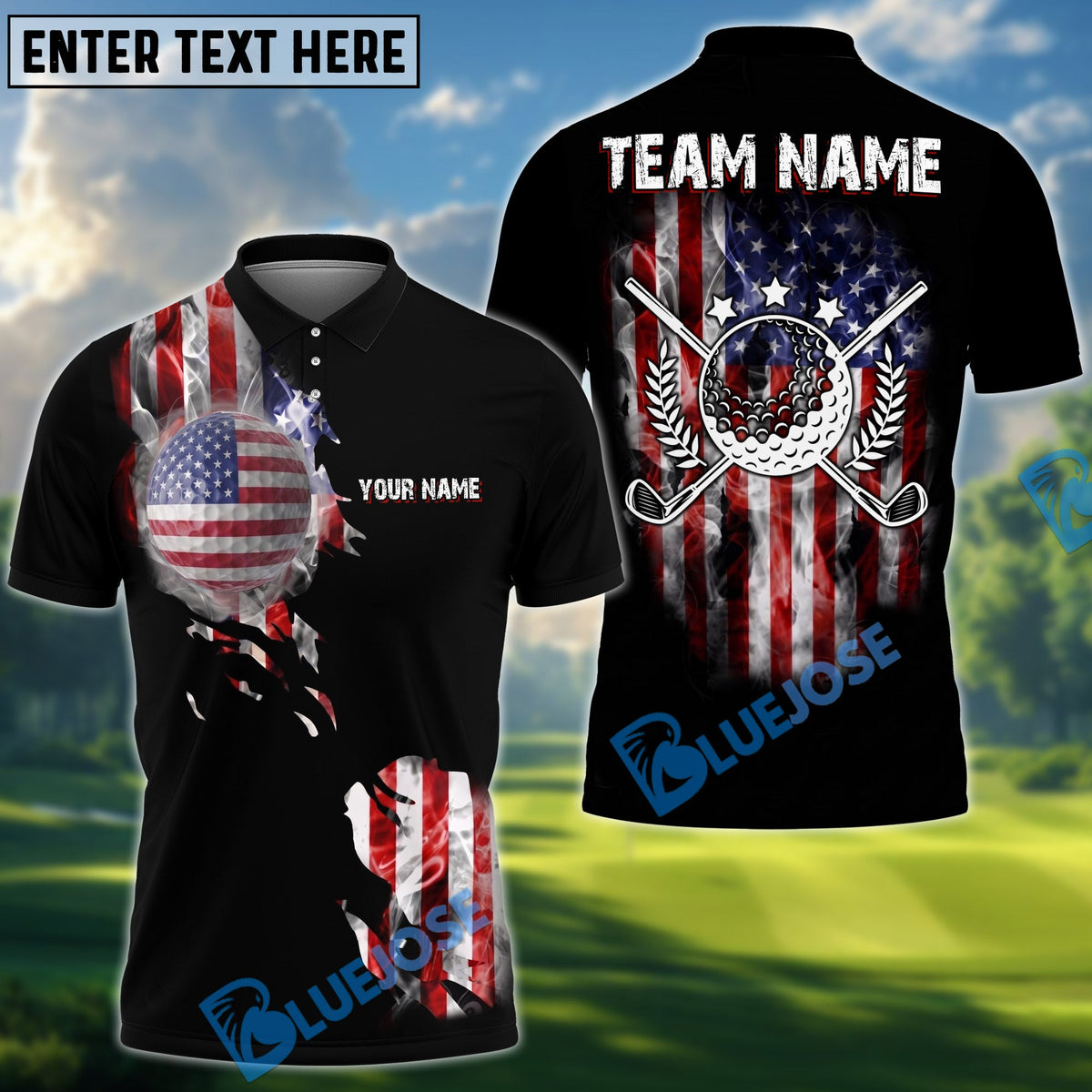 BlueJose Golf Stars And Stripes Style Design Personalized Name, Team Name 3D Shirt (4 Colors)