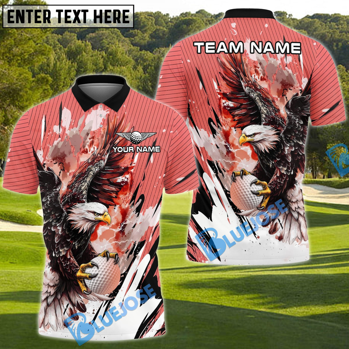 BlueJose Golf Ice Glare Eagle Design Personalized Name, Team Name 3D Shirt (5 Colors)