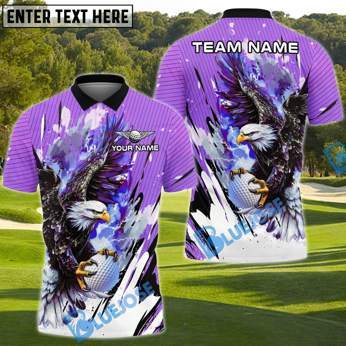 BlueJose Golf Ice Glare Eagle Design Personalized Name, Team Name 3D Shirt (5 Colors)