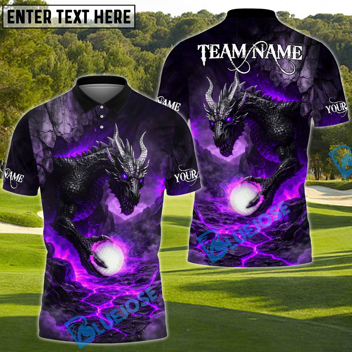 BlueJose Golf Lava Dragon Power Design Personalized Name, Team Name 3D Shirt (4 Colors)